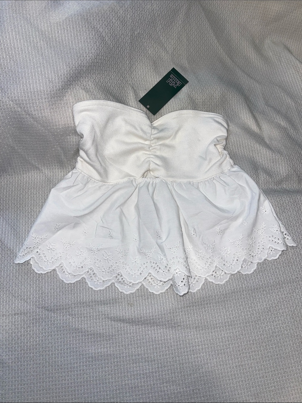 wild fable White Strapless Eyelet Peplum Crop Top
